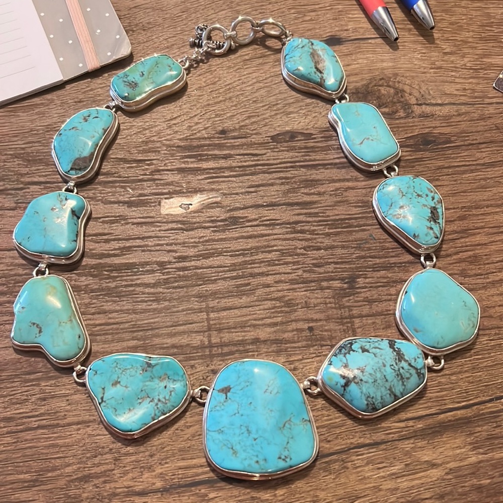 COPY - Turquoise and sterling silver necklace. New